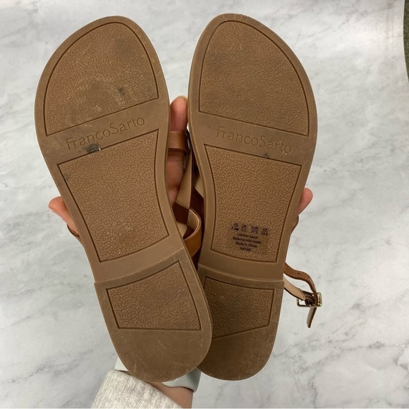 Franco Sarto: Studded Leather Flat Strappy Sandals Summer Beachy Brown Size 7.5 - Picture 5 of 6